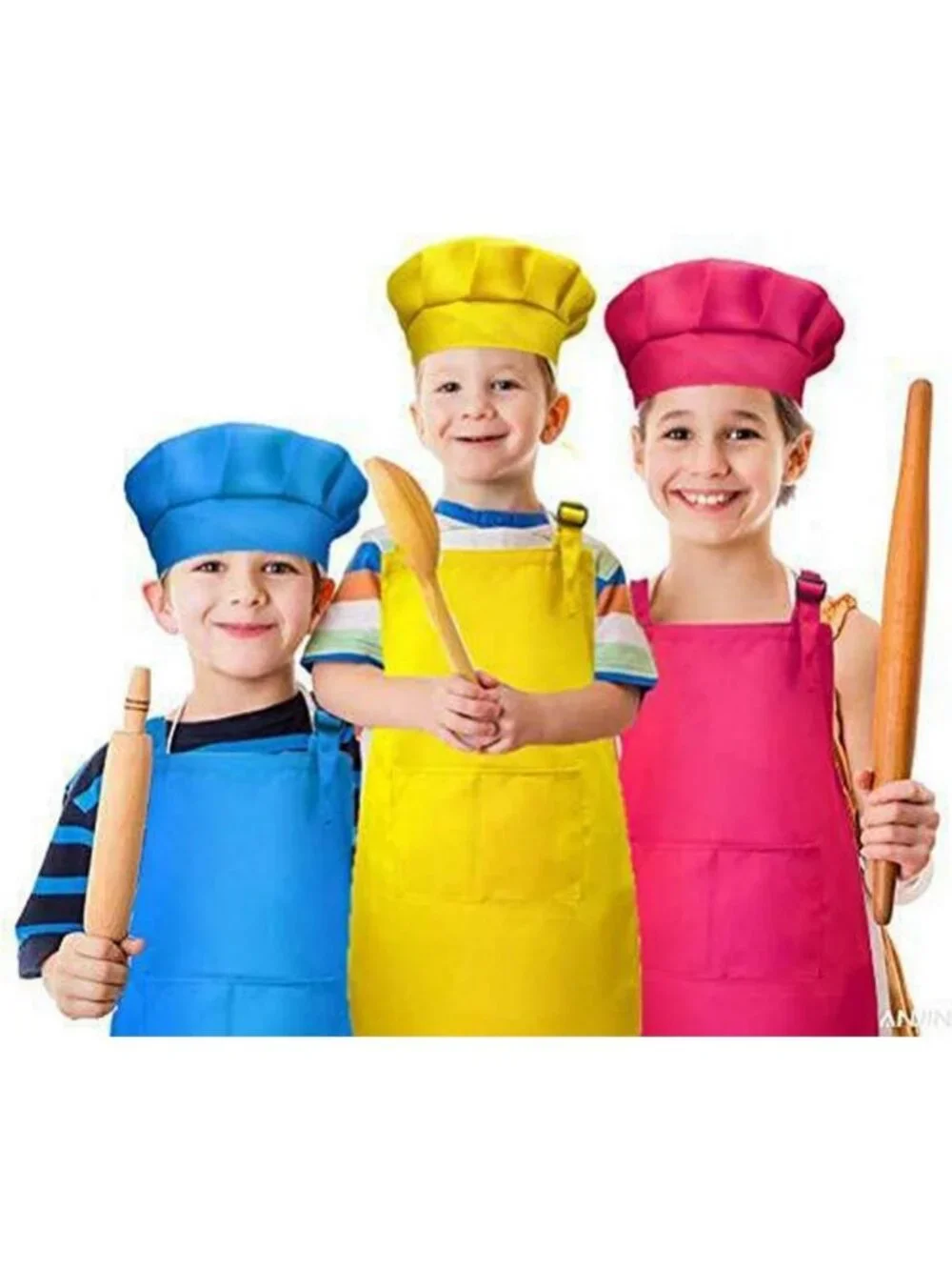 Kids Chef Hat and Apron Set - 10 Pieces Cooking Costume for Little Chefs